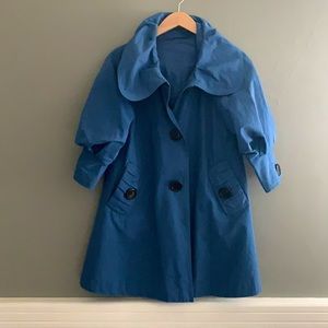 Spring Blue puff sleeve triangle coat
